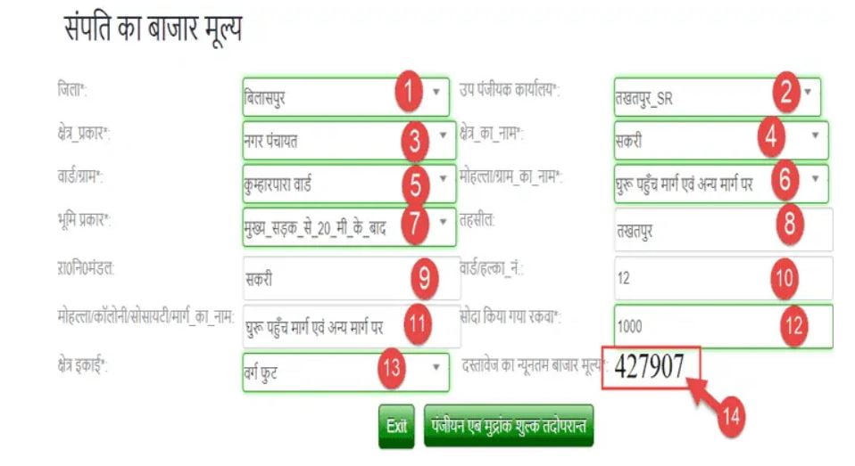 check govt rate of land in chhattisgarh