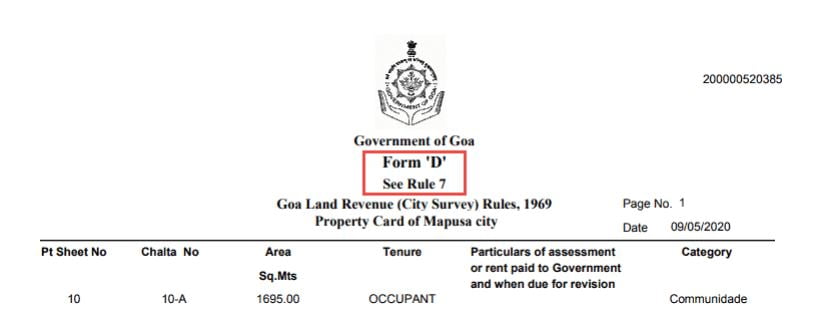 Goa Bhulekh Land Records