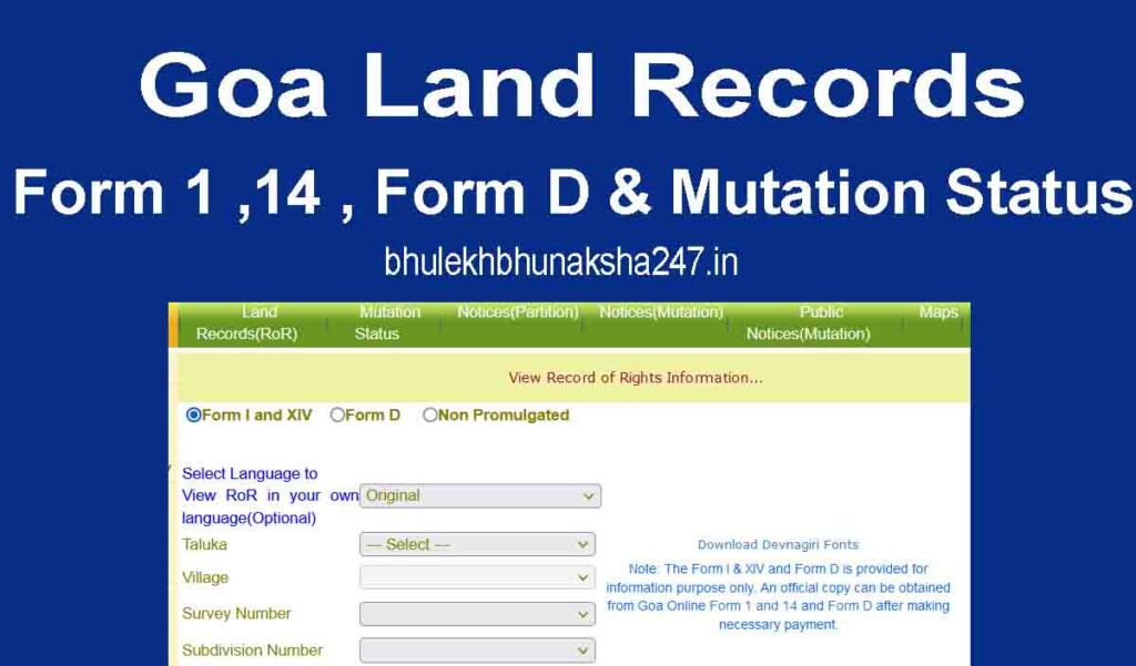 Goa Bhulekh Land Records